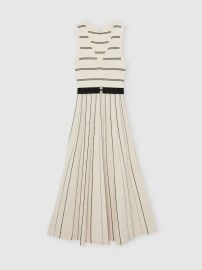 Reiss Ivory Black Mallory Sleeveless Stripe Knitted Midi Dress at Next